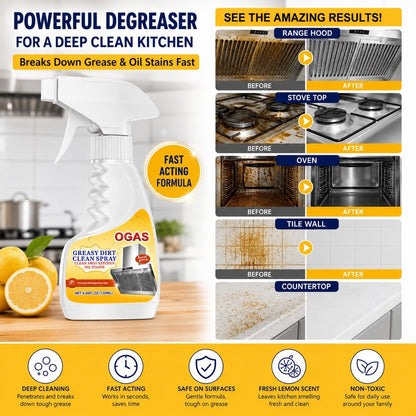 Portable Kitchen Degreaser Foam Spray, Compact Oil Cleaner 4oz | Perfect for RV, camping, travel & studio counters; safe on stainless steel, ceramic; fast-acting rinse-free stain cutting