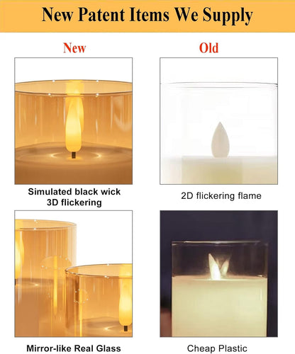 ANGELLOONG Flickering Flameless Candles, Realistic Battery Operated Candles with Remote and Timer, Set of 3 LED Candles for Room Fall Home Wedding Decor Centerpieces Table Party Valentines Decorations
