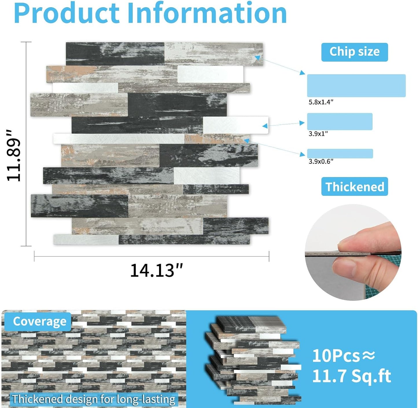 Art3d 10-Sheet Peel and Stick Backsplash Tile for Kitchen Bathroom Fireplace Laundry Room in White Slate with Gold Studded