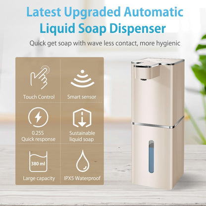 Automatic Foaming Soap Dispenser Touchless 380ml/12.8oz Rechargeable Hand Soap Dispenser Wall Mounted 4 Levels Adjustable Foam Soap Pump for Bathroom Kitchen Dish Soap