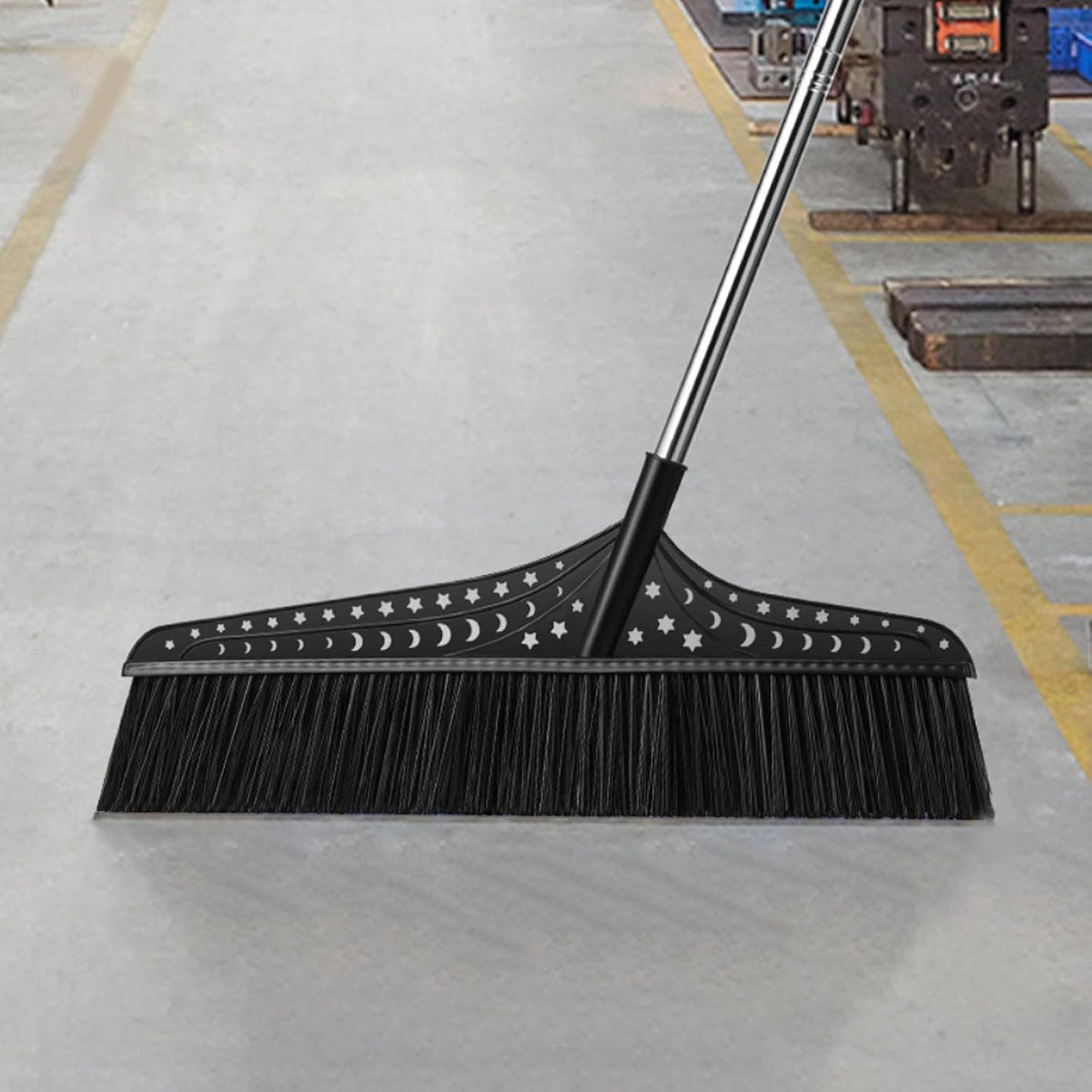 Heavy Duty Broom, Durable Sweeper Broom with Stainless Steel Handle, Outdoor Broom for Driveways Patios Open Areas(Black,70cm)