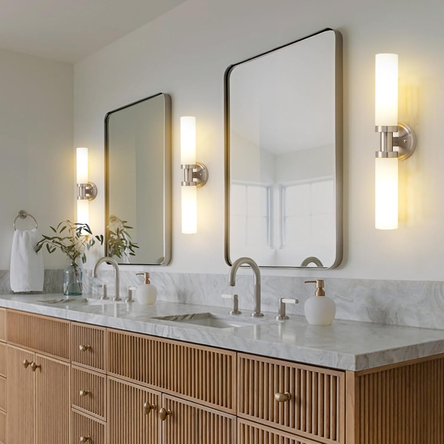 SANTOSTOCK Gold Battery Operated Wall Sconce Set of 2, 12000mAh Rechargeable Wall Lights with Remote Control, Wireless Dimmable Wall Lamps for Bedroom Living Room Bathroom Hallway Stairwell