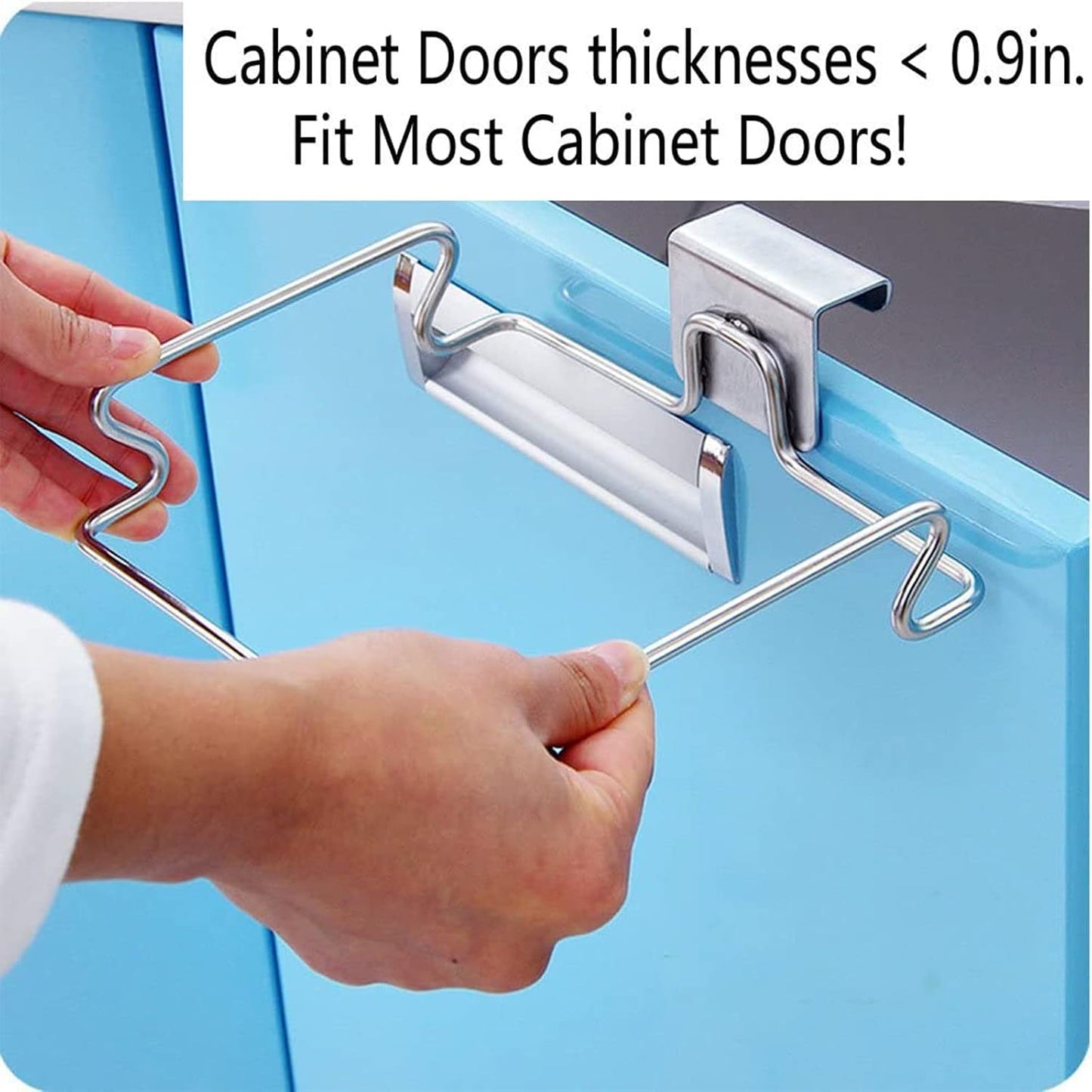 Large Stainless Steel Trash Bag Holder for Kitchen Cabinets Doors and Cupboards, Black