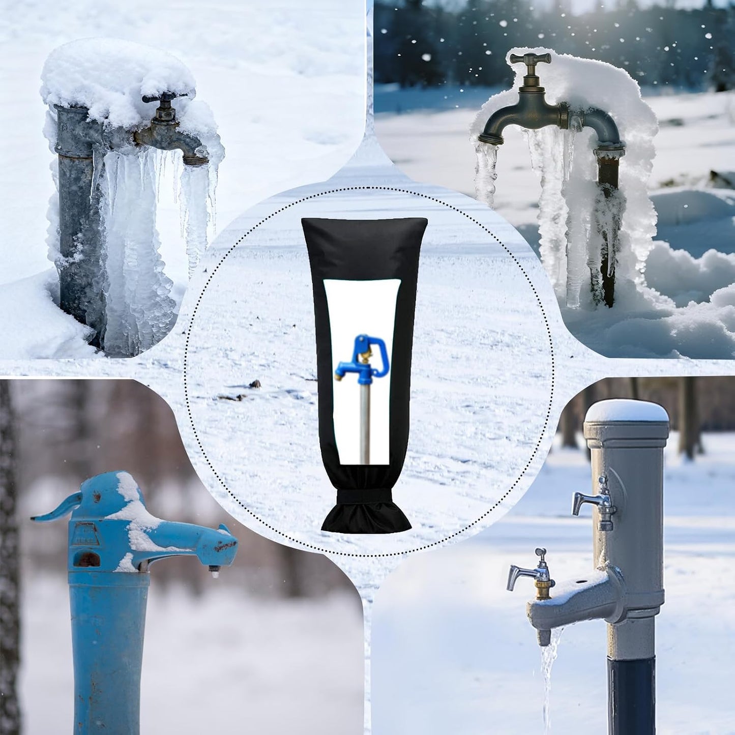 Faucet Cover for Winter Freeze Protection - 15" W x 27.5" H Extra Long & Thick Insulating Outdoor Faucet Cover, Easy Install Frost-Proof Spigot Covers for Outdoor Hose Bibbs, Black