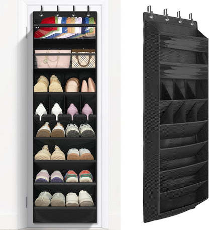 FENTEC 1 Pack Over-the-Door-Shoe-Organizers,Hanging Organizers with Large Pocket Shoe Holder Hanging Shoe Rack for Closet Shoe Organizer for Wall, Over Door Organizer with 15 Pockets Gray