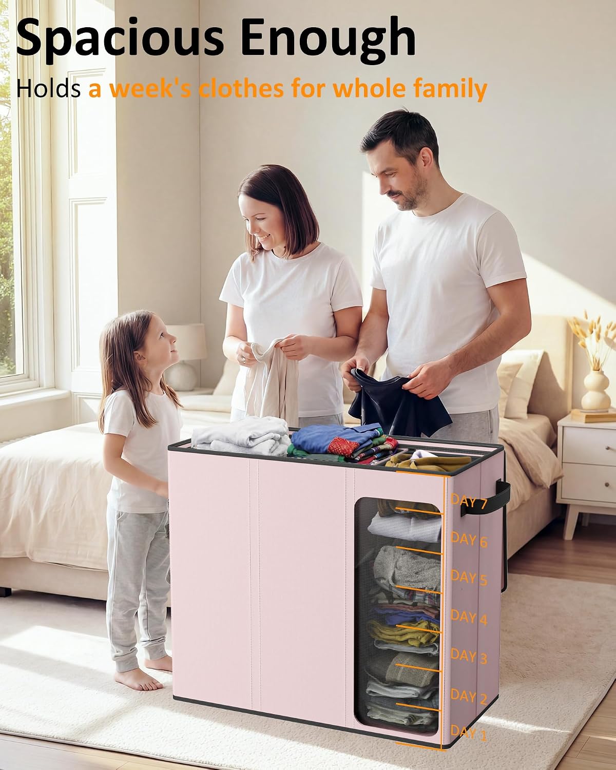 Optish 180L Laundry Hamper 3 Section, Large Laundry Hamper with Lid, Dirty Clothes Hampers with 3 Inner Bags, Laundry Basket Organizer for Laundry, Bedroom, Bathroom, Hamper 3 Compartment, Black