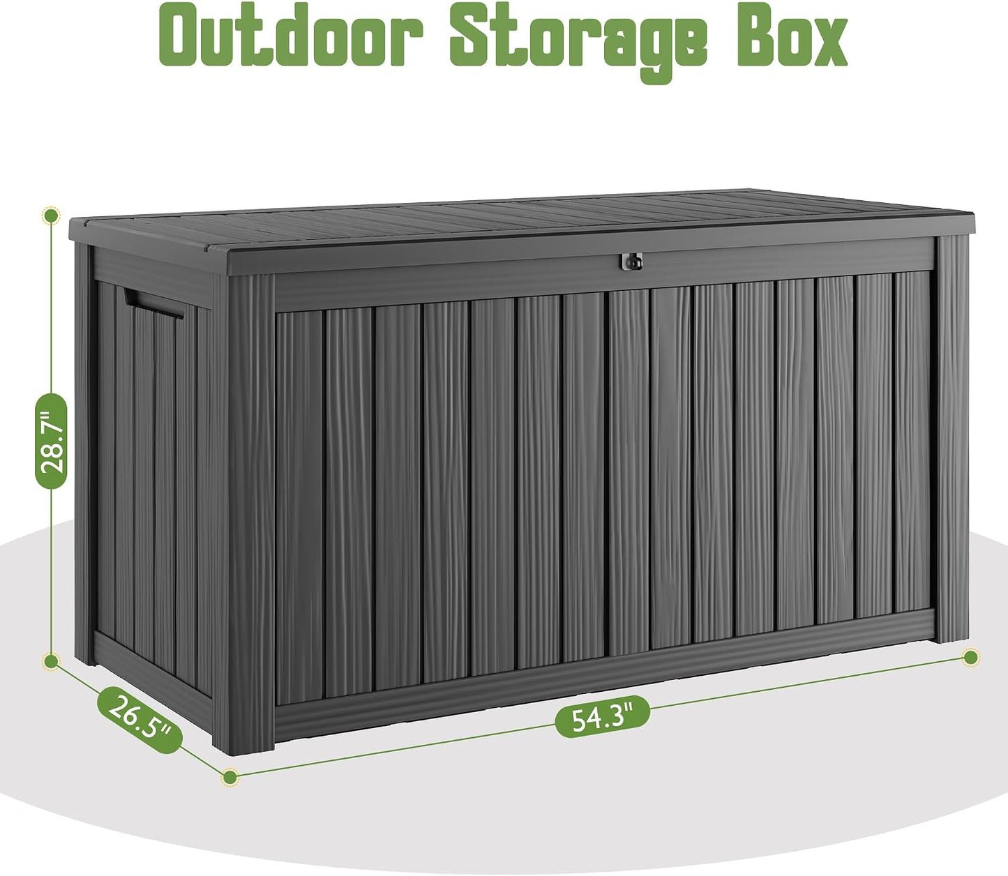 KAMABOKO 31 Gallon Outdoor Storage Box, Resin Deck Boxes Indoor and outdoor, Waterproof Storage Box Lockable Lid for Garden Tools, Package Delivery, Pool Supplies, Patio Cushions, Black