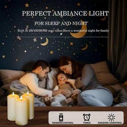 Flameless Candles Battery Operated with Remote and 2/4/6/8 H Timer, 6pcs Flickering Fake Electric Candles for Festival Wedding Home Party Decor (D3 x H 6") (White)
