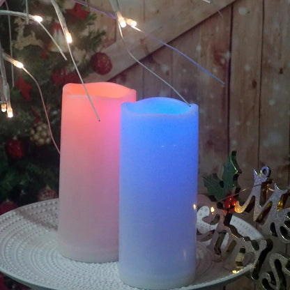 CANDLE CHOICE Waterproof Outdoor Battery Operated Flameless Candles with Remote Timer Plastic Flickering Fake Electric LED Pillars for Lantern Garden Wedding Christmas Decorations 3x4 Inches 3 PCS