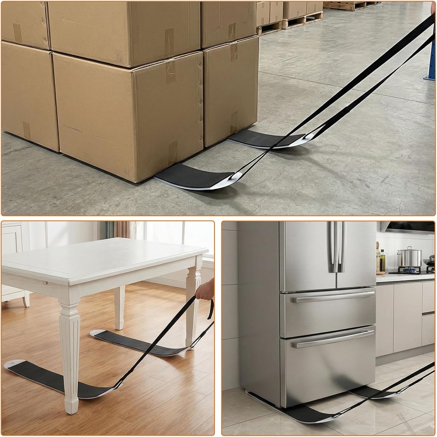 2 Pcs Heavy Duty Furniture Sliders with Pull Straps, Large Appliance Moving Mats for Carpet and Hardwood Floor, Pull Furniture Slides,Moving Furniture Gliders 48 Inch Long Furniture Movers