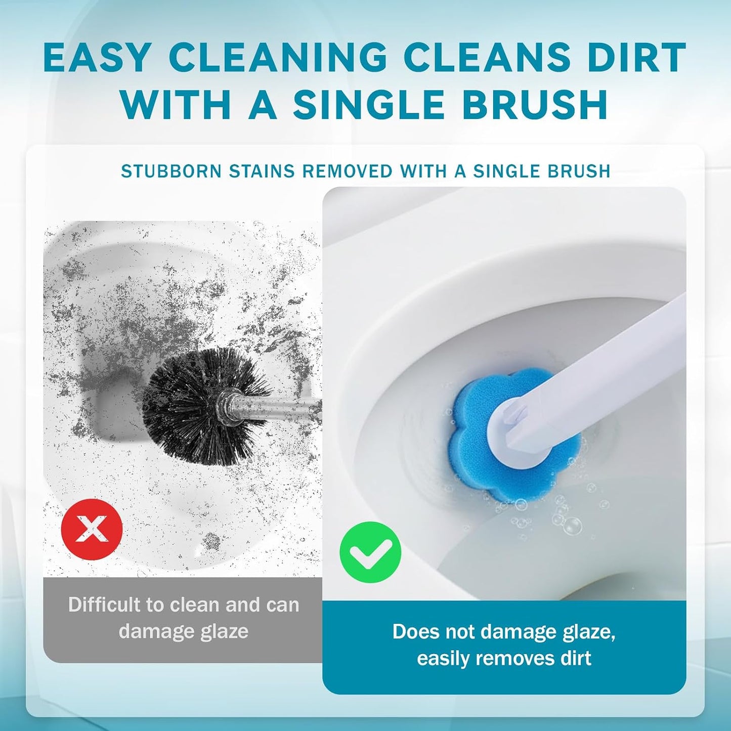 Disposable Toilet Brush Wand Kit with 48 Toilet Wand Refills | Toilet Bowl Cleaning System with Holder, Disposable Toilet Bowl Cleaner Wands for Bathroom Cleaning, Toilet Brush Set