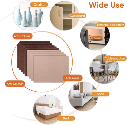 Felt Furniture Pads 10pcs 8" x 6" Adhesive Large Felt Pads, Cuttable Chair Leg Pads, Hardwood Floor Protectors for Furniture, Black