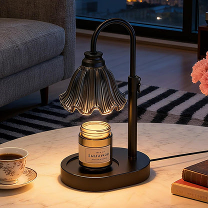 Candle Warmer Lamp with Adjustable Height - Flameless 4-Level Dimmable Wax Warmer, Timer Function & Stylish Design in Multiple Colors (Green)