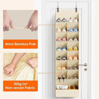 Lifewit 6 Tier Over the Door Shoe Organizer with 11 Large Deep Pockets, Fabric Hanging Shoes Shelf for Closet, Dorm Storage, Fit Up to 12 Pair Shoe Rack Holder for Sneakers, Boots, Gray