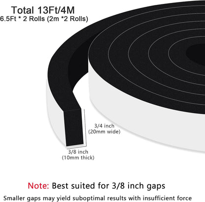 Upgraded Strong Adhesive Foam Weather Stripping Door Seal Insulation Tape for Insulating Door,Window, Air Conditioner Noise-Reduction Self Adhesive Sealing Weatherstrip (1 in x 1/2 in x 10 Ft) - Colors A