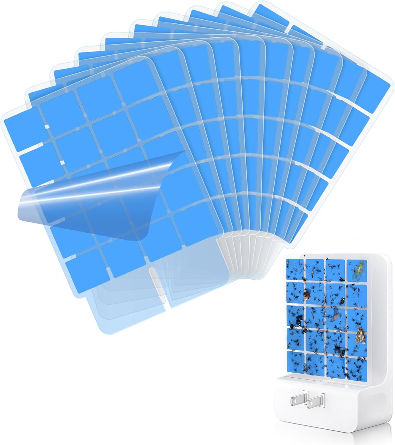 Advanced Double-Sided Indoor Fly Trap for Home, Plug-in Ultra 5-Way UV Light Bug Catcher, Fly & Gnat Killer for House Flies, Gnats, Mosquitoes, Moths, Fruit Fly Traps for Indoors, 1 Trap 4 Refills