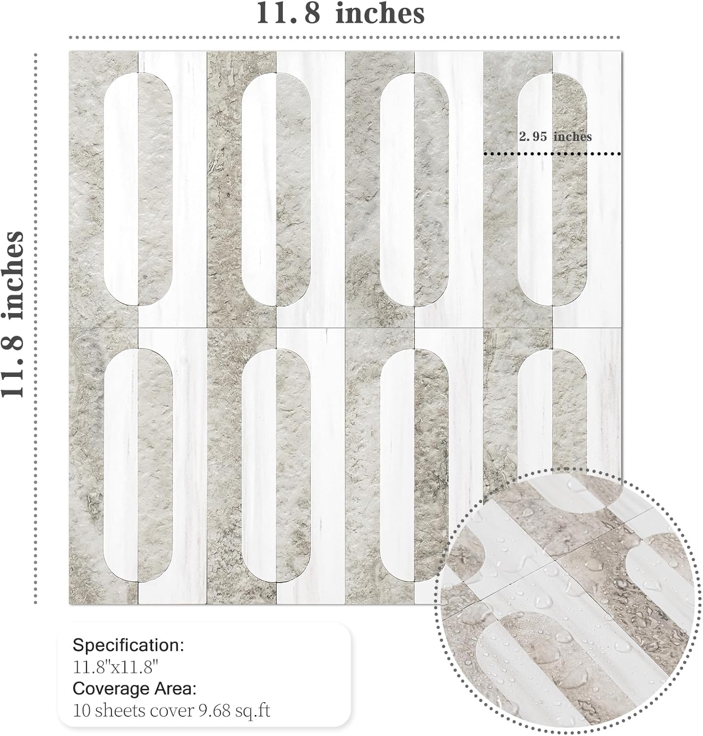 STICKGOO Peel and Stick Backsplash Tiles 12"x12", Waterproof Stick on Kitchen & Bathroom Backsplash, PVC Self Adhesive Wall Tiles for Fireplace, White/Marble Black (10 Sheets)