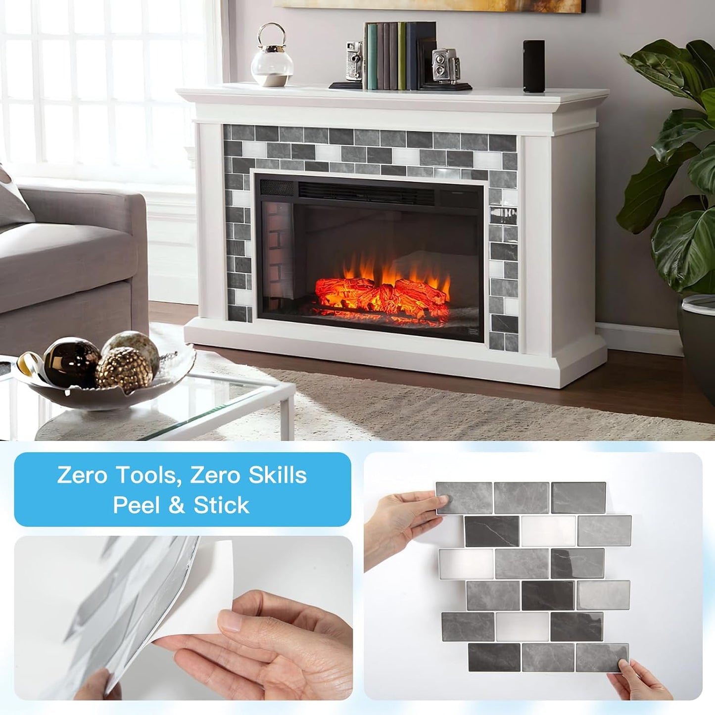 Art3d Peel and Stick Backsplash for Kitchen White Subway (10 Tiles, Thicker Design)