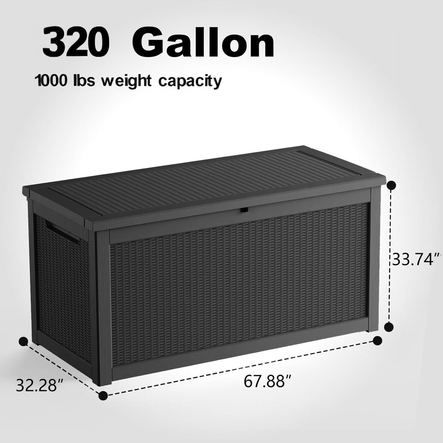DRATO 180 Gallon Outdoor Storage Box, Large Waterproof Deck Box, Lockable Resin Storage Container with Reinforced Support for Patio Cushions, Garden Tools, UV-Resistant Outdoor Chest（Black，180 Gallon）