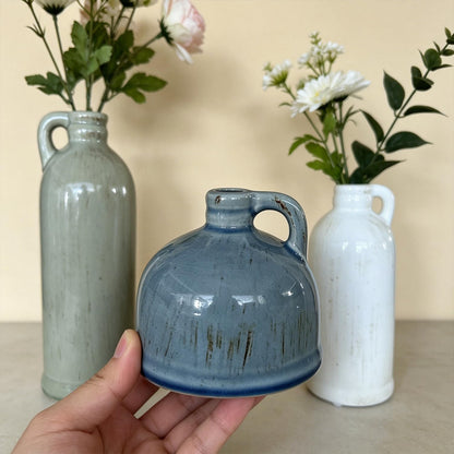 Ceramic Vase Set of 3,Rustic Vase Home Decor, Farmhouse Vase Decor for Shelves,Entry Table,Living Room,Fireplace