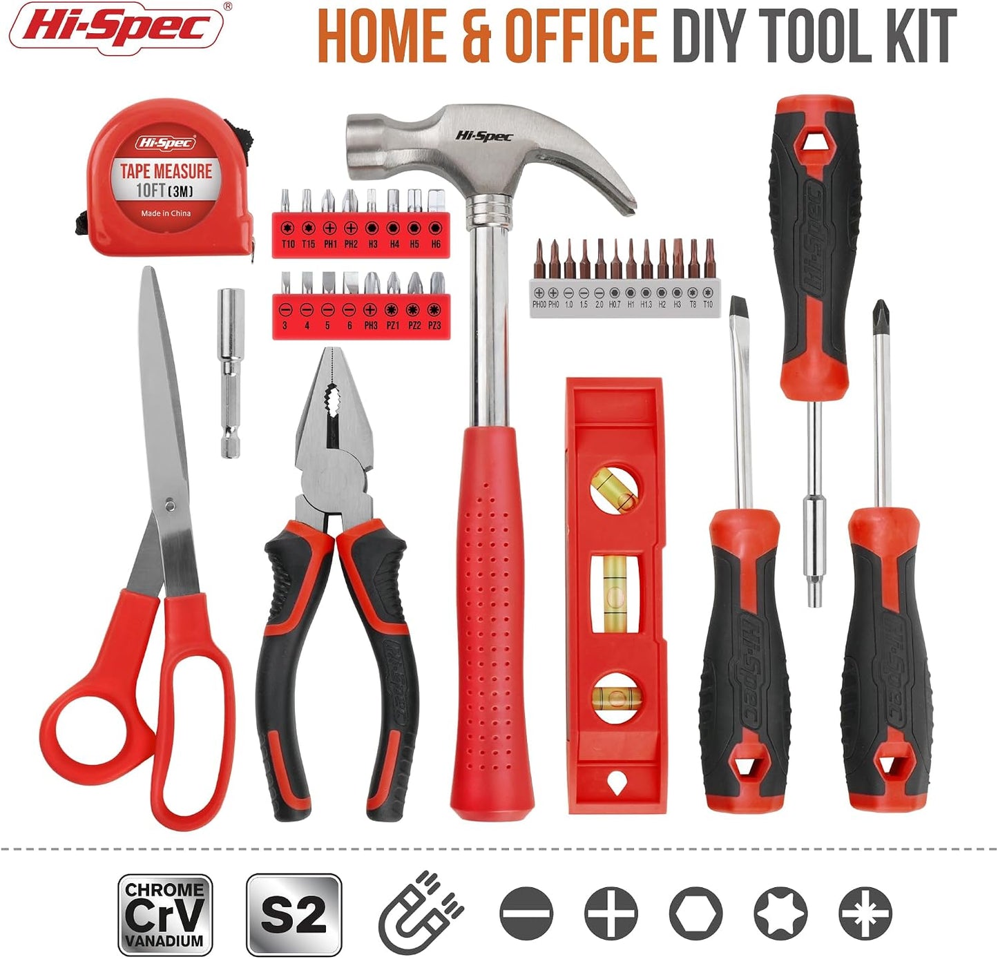 Hi-Spec Tool Kit Yellow 20pc. Small Tool Kit for Home DIY & Office Repairs. Compact and Lightweight Essential Tools in a Portable Book-Sized case.