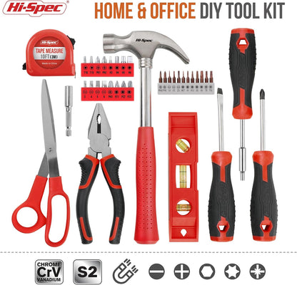 Hi-Spec Tool Kit Yellow 20pc. Small Tool Kit for Home DIY & Office Repairs. Compact and Lightweight Essential Tools in a Portable Book-Sized case.