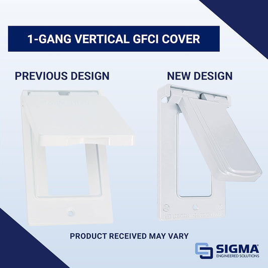 Sigma 14248WH Weatherproof 1-Gang Vertical GFCI Receptacle Cover, WH
