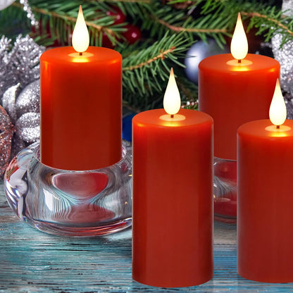 Flameless Flickering Battery Operated Candles D2.2''*H4 5" 6" 7" 8" 9" Set of 9 Ivory Real Wax Pillar LED Candles with 10-Key Remote and Cycling 24 Hours Timer (Ivory)