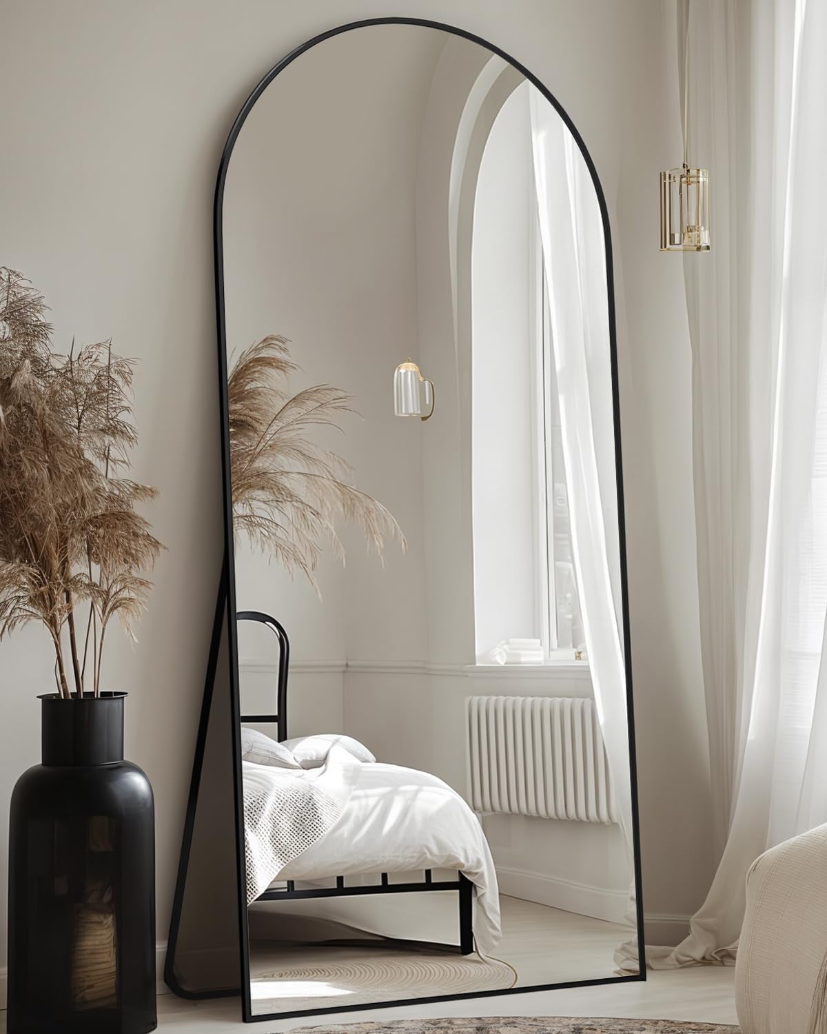 Full Length Mirror with Stand, 71"x28" Arched Full Body Large Stand Up Aluminum Frame Floor Standing Mirror, Freestanding Hanging Leaning Mounted for Bedroom Living Room Entryway Gold