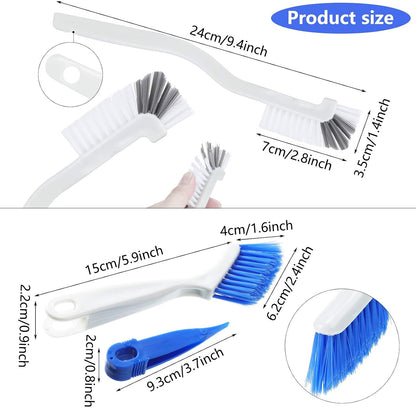 Patelai 4 Pieces Cleaning Brush Sets Small Scrub Brush Household Use for Cleaning Bottle Sink Kitchen Sink Corner Dish Edge Grout Bathroom Sliding Door Window Track(White, Blue)