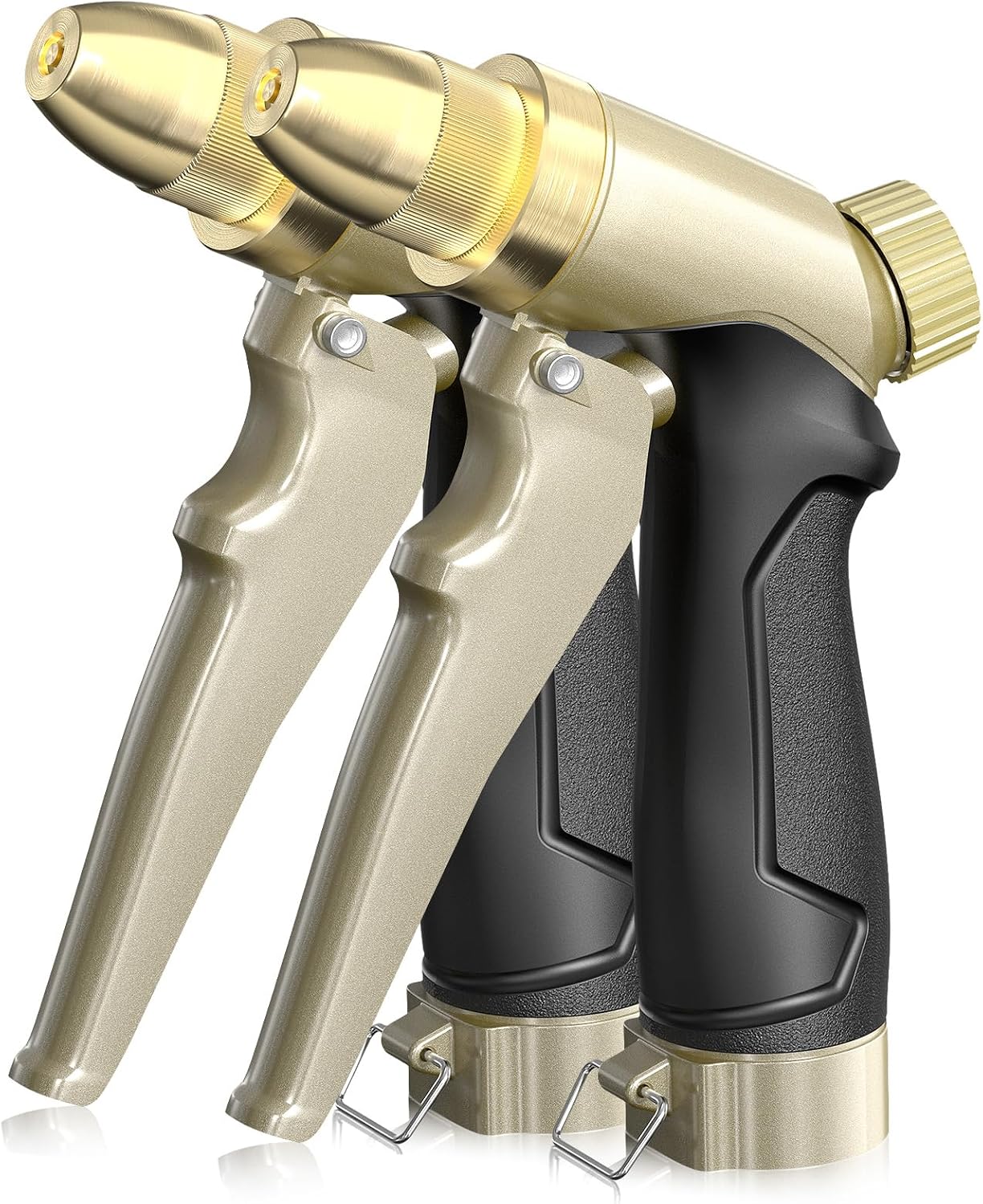 RAINPOINT Garden Hose Nozzle, 100% Heavy Duty Metal Hose Sprayer, High Pressure Water Hose Nozzle with Adjustable Spray Patterns and Flow Control for Watering Plants, Car Washing, Pet Washing, Gold