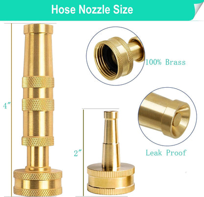 Garden Hose Nozzle, CM CUMIZON Solid Brass Heavy Duty Adjustable Twist Hose Nozzle, High Pressure Water Hose Sprayer Nozzle, 2 Pack | Heavy Duty, Adjustable Twist, High Pressure Water Sprayer
