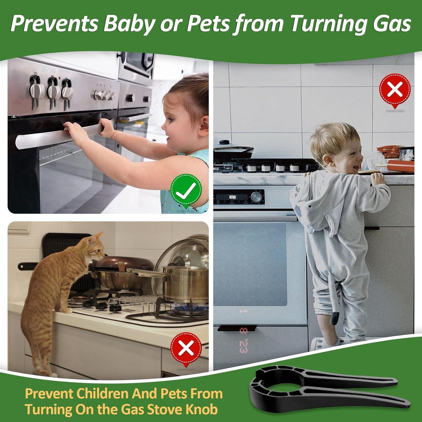 5 Pack Stove Knob Safety Locks, Baby Proof Oven Knobs Covers Lock for Child Safety(Black)