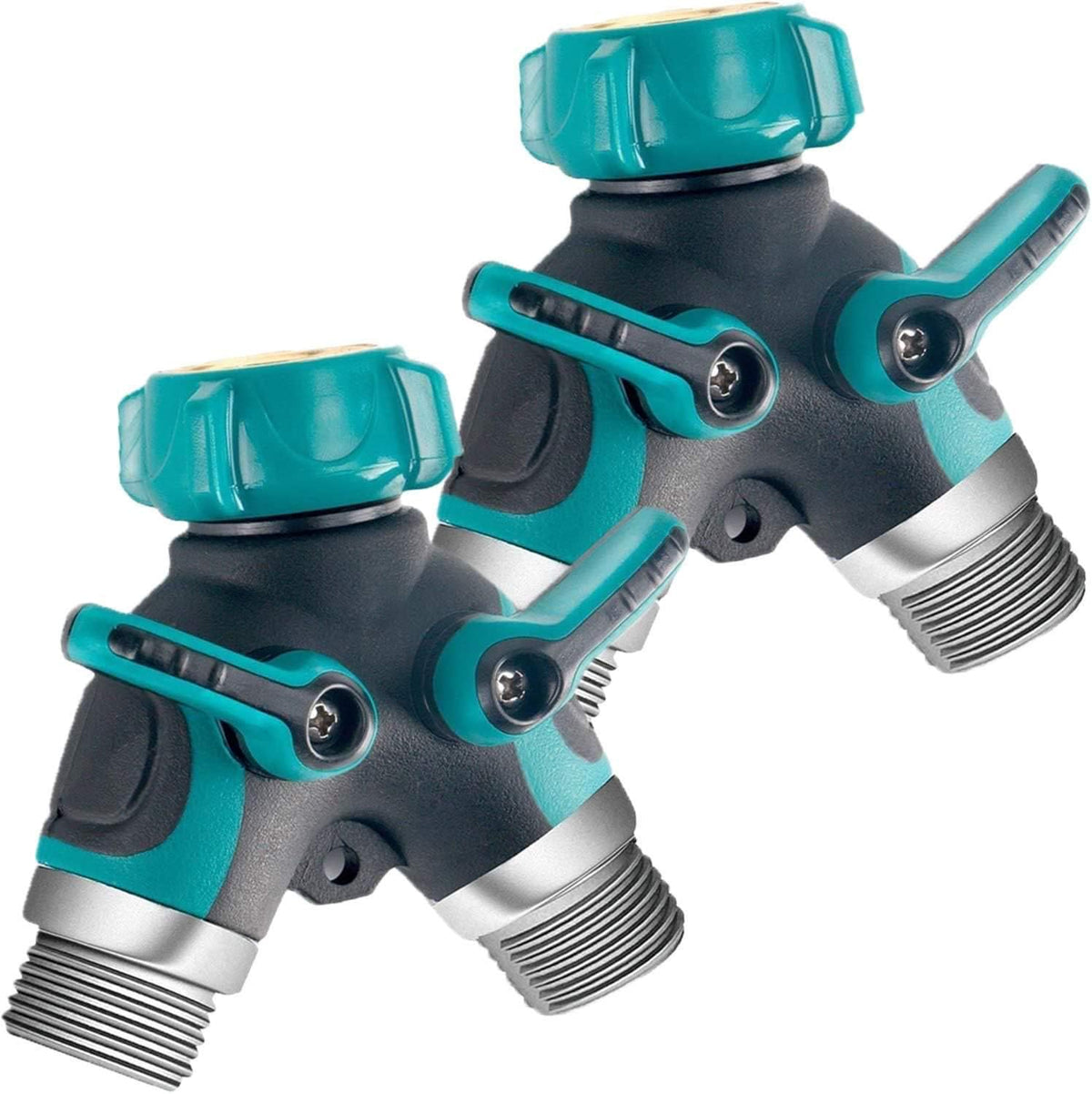 Metal Garden Hose Splitter Upgraded 2026, 2 Way Y Hose Connector, Easy Grip Splitter, Sturdy Connector with 3/4 "Connector and Rubberized Grip for Garden, 1 Pack