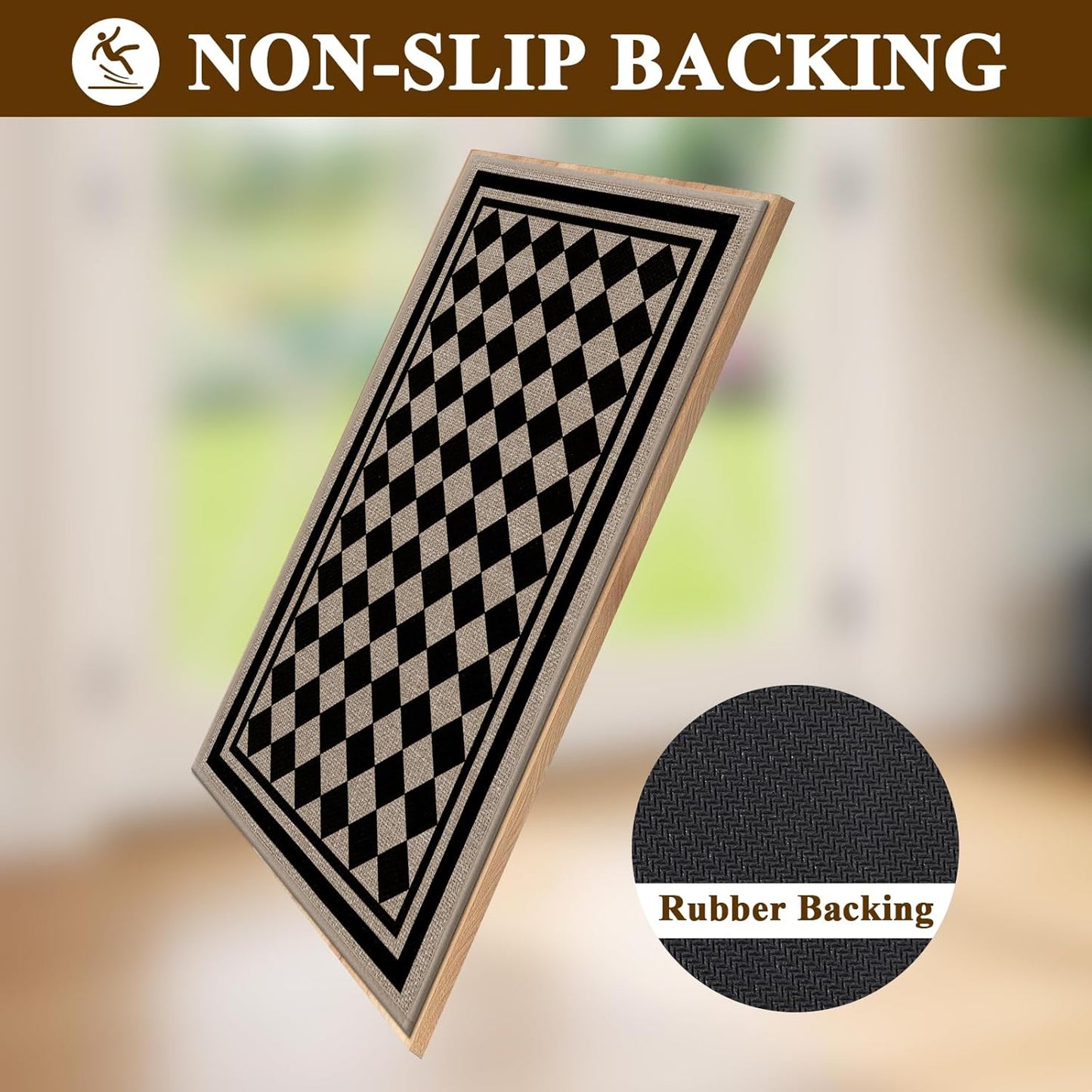Vaukki Indoor Door Mat 17"x30", Ultra Thin Doormat Indoor Entrance, Non Slip Rubber Backed Inside Welcome Mat for Front Door, Low-Profile Washable Dirt Trapper Entry Floor Mat for Entryway, Sweet Home