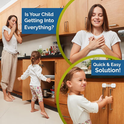 Swekid Child Safety Cabinet Locks (8-pack) Baby Profing - Safe Quick and Easy 3M Adhesive - Adjustable Cabinet Drawer Door Latches for Furniture Fridge Ovens Toilet Seats, No Drilling Required