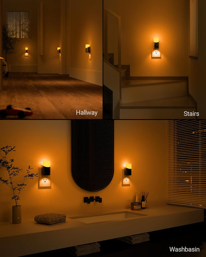 Lyridz LED Night Lights Plug into Wall with Motion Sensor, 1-150LM Dimmable Plug-in Nightlight Indoor for Bedroom, Bathroom, Hallway, Stairs, Pet House, Toilet, 2 Pack