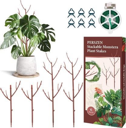 PERSZEN 6 Pack Stackable Monstera Plant Support, Plant Stakes for Indoor and Outdoor Plants Use, Garden Stakes for Climbing and Potted Plants, Pothos, Philodendron
