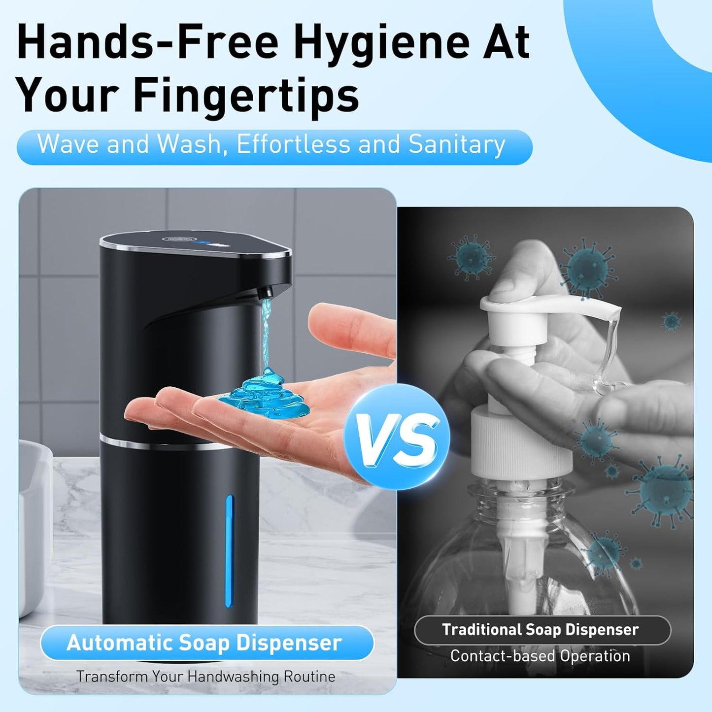 Fantictas Automatic Soap Dispenser,Touchless Hand Wall Mount Rechargeable 3 Gear Adjustable Electric Soap Dispenser 350ml with Infrared Motion Sensor for Bathroom,Kitchen,Office, White Gel