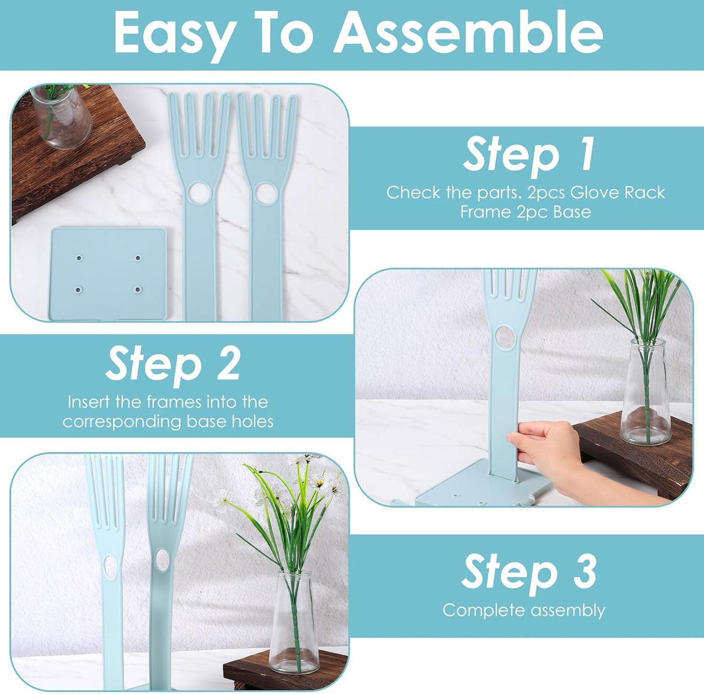Kitchen Gloves Holder Mitten Dryer Reusable Rubber Glove Clothes Drying Rack Plastic Washing Sink Holder Stand Towel Hanger for Dish Gloves Rags Sponge Food Bag Organizer Blue