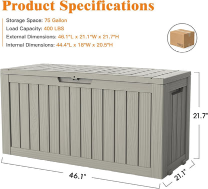Outdoor Storage Box, 50 Gallon Waterproof Deck Storage Box, Lockable Patio Storage Bins for Package Delivery, Porch, Garden Tool, Cushions, Anti-Theft Weatherproof & UV-Resistant Parcel Drop Box