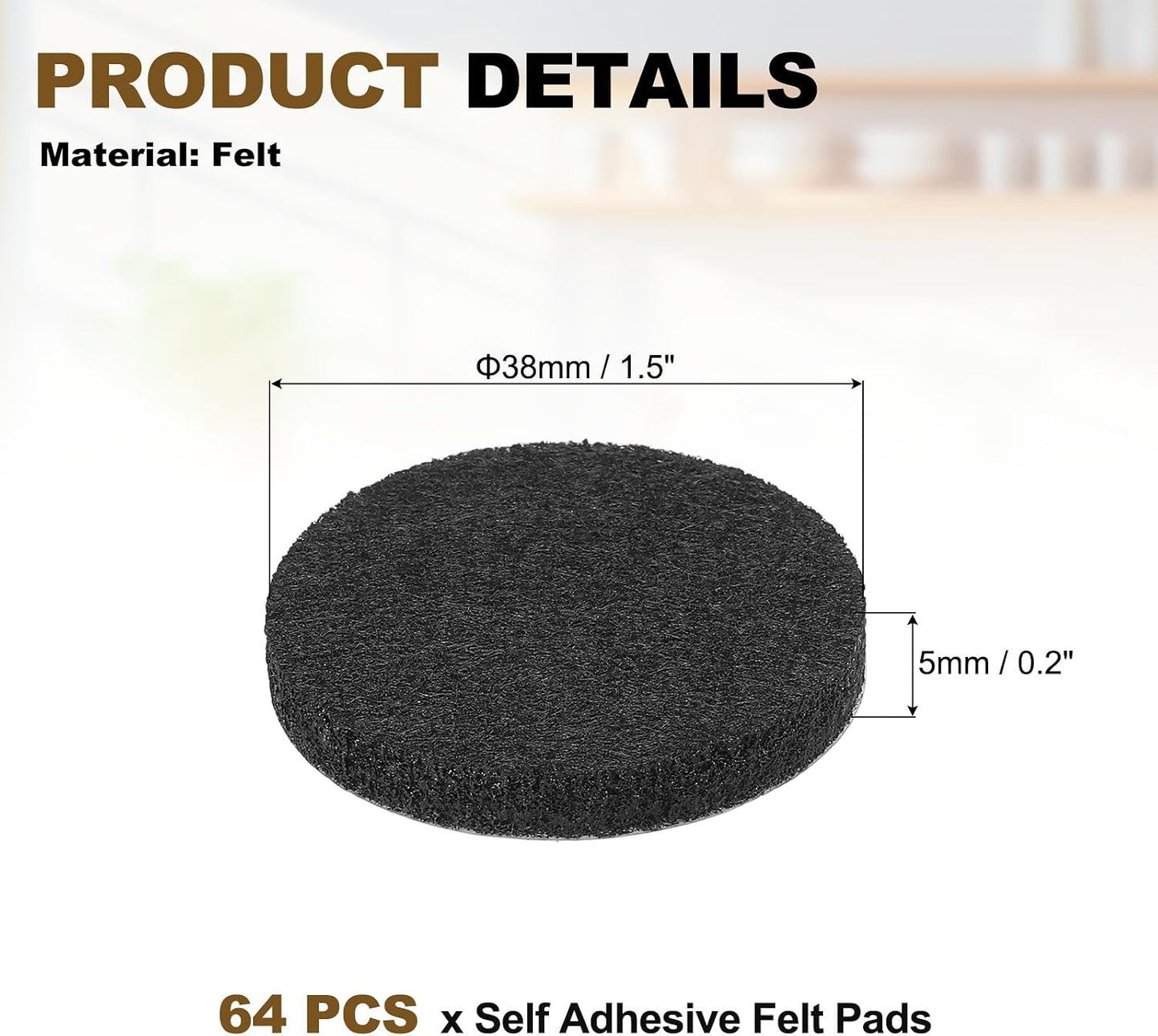 uxcell 32Pcs Non Slip Furniture Pads, 3" Round Self Adhesive Felt Bumpers Noise Reducing Furniture Feet Floor Protector for Chairs Tables Furniture Legs (White 0.2" Thick) - Colors B