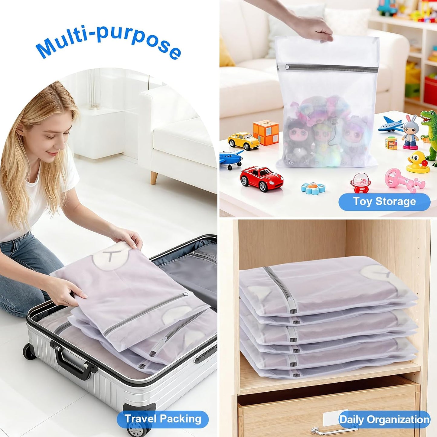 6 Pcs Laundry Bag, 12“x16”Mesh Laundry Bags for Delicates, Garment Gag for Washing Machine, for Daily Organization Travel Packing Wvzedm
