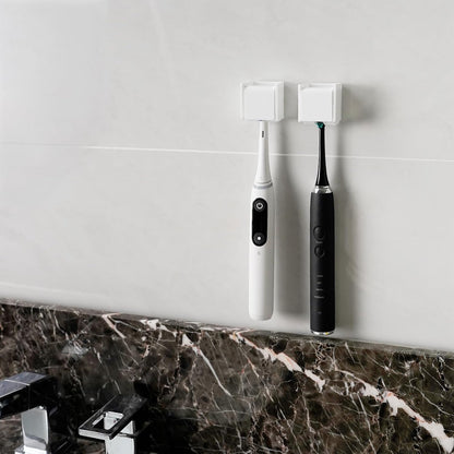 2 PCS Toothbrush Holder Wall Mounted with Cover for Bathroom, Self Adhesive Toothbrush Storage Organizer for Shower, Mini Toothbrush Hanger Rack for Dorm, Cabinet (Black)