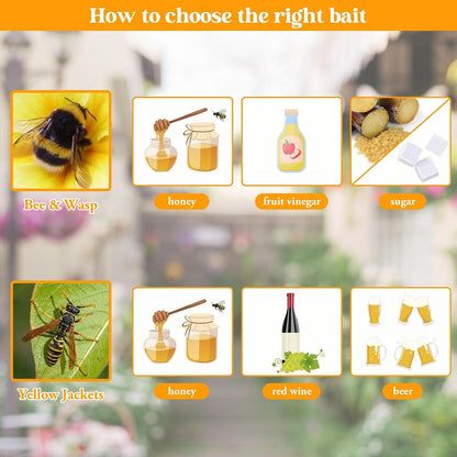 2 Pack Wasp Traps Outdoor Hanging | Carpenter Bee Traps for Outside Yellow Jacket Trap Wasp Killers Bee Catcher Hornet Trap for Outdoor Farm Garden (Orange)