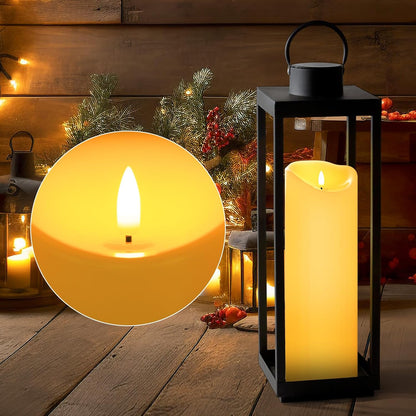 Blue Flameless Candles with Remote, Real Wax Glass Battery Operated Candles with Timer, LED Pillar Candle for Bedroom Home Wedding Birthday Party Fall Halloween Christmas Decorations, Set of 3