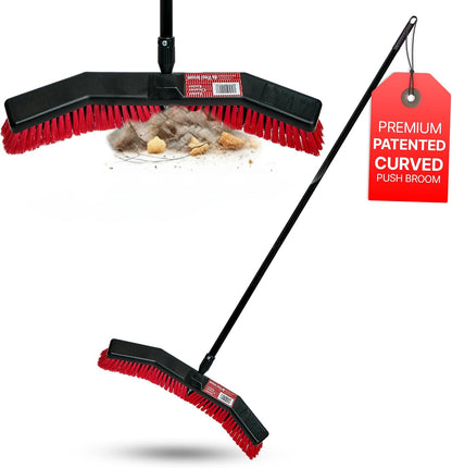 Da Vinci Heavy Duty Outdoor Push Broom, 25-Inch Head, 64" Length | 3-piece alloy steel handle, soft & stiff PVC bristles, sweeps garage, patio, concrete, tile & hardwood floors