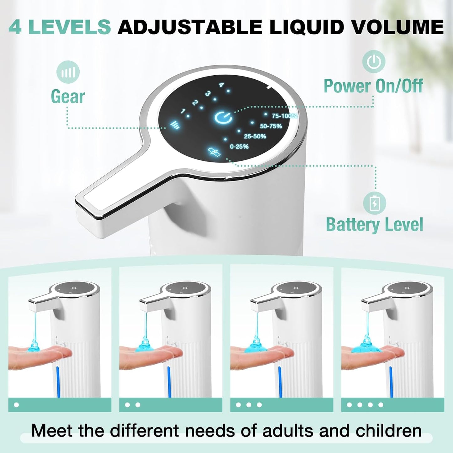 2 Pack Automatic Soap Dispenser: 14oz Plastic - Foaming Touchless 4 Level Adjustable Wall Mount Foam Black Rechargeable Electric Auto Smart Soap Dispenser Set - Bathroom Kitchen Hand Dish Lotion