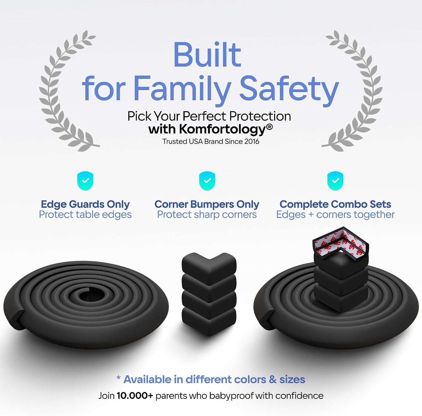 Premium 12ft Edge Protector for Baby, Odorless Foam Cushion with Strong Adhesive Tape, Non-Toxic to Baby Proof Corners and Edges, Wall Corner Protector & Desk Edge Cushion White