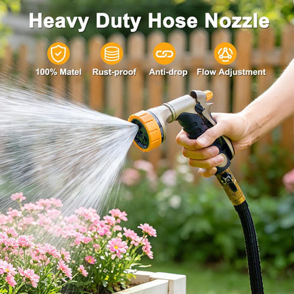 FANHAO Heavy Duty Garden Hose Nozzle, 100% Metal Rear Trigger Hose Sprayer for Garden Hose High Pressure, 7 Spray Patterns Water Hose Nozzle for Plants Watering, Cars Washing & Pets Bathing